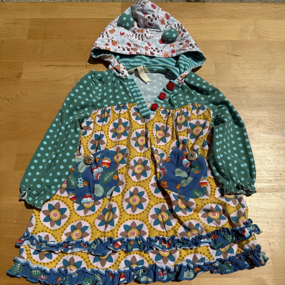 Matilda Jane Teal and Yellow Floral Hooded Dress